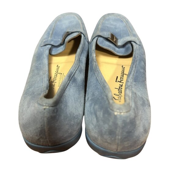Blue Suede Loafers Quiet Luxury Minimal Chic Slip-On Comfort Old Money Luxe 7.5‎ - Picture 2 of 10